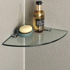 Glass Corner Shelf for Wall, Tempered Floating Glass Shelves for Bathroom 1