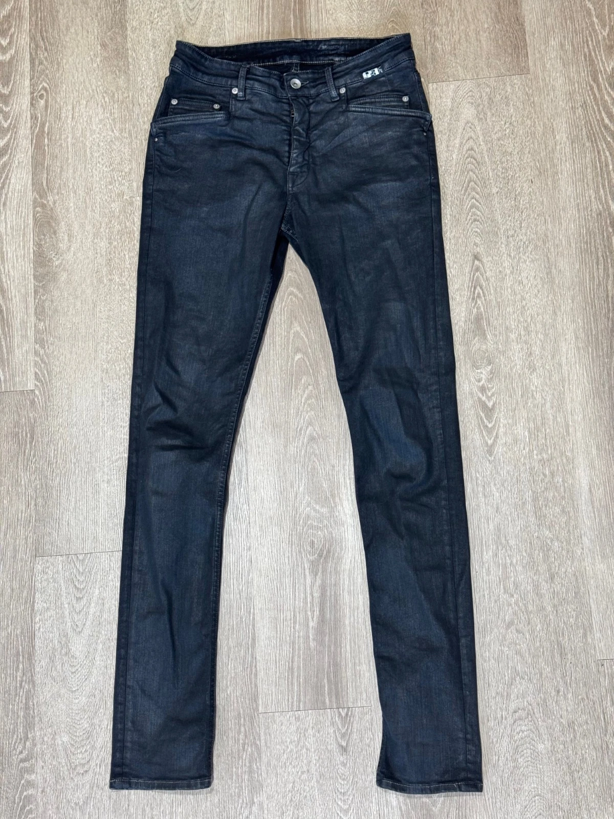 Jeans Rick Owens DRKSHDW DS21S2314 SBB Tyrone Coated Denim nero slim fit taglia 27