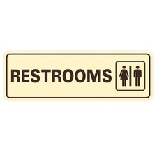 Standard RESTROOMS Sign Ivory And Dark Brown Large Wall Door Mount