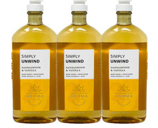 3 BATH BODY WORKS SIMPLY UNWIND SANDALWOOD VANILLA BODY WASH FOAM BATH NEW