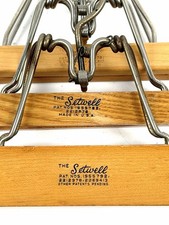 Lot of 3 Vintage The SETWELL Wooden Pant Skirt Hangers MCM