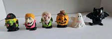 Vintage Lot Of 6 1980's Halloween Wind Up Moving 2.5" Toys Witch Ghost Skull
