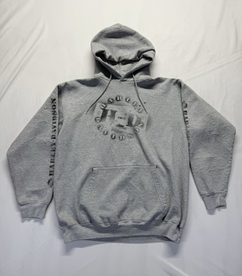 #ad Harley Davidson Hoodie sweatshirt L Gray Graphic Sioux Falls SD biker Eagle $21.88