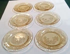 Federal Depression Glass Amber Sharon Cabbage Rose 6" Bread Plates VTG Set of 6