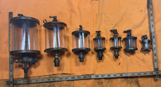 Vintage Brass Glass Drop Feed Oiler Lot (7) Lunkenheimer Detroit Williams Antiq