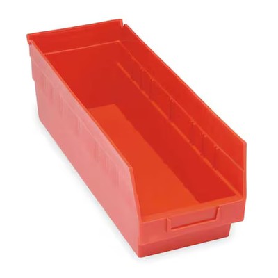 Quantum Storage Systems Qsb214rd Shelf Storage Bin, Polypropylene, Red, 6 In H,