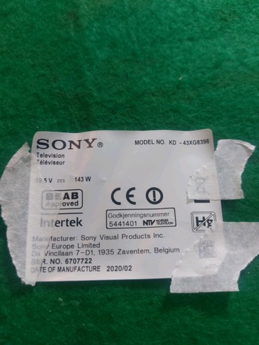 43 INCHES SONY KD-43XG8396 TV T-CON BOARD,LVDS,RIBBON CABLE - Picture 12 of 13