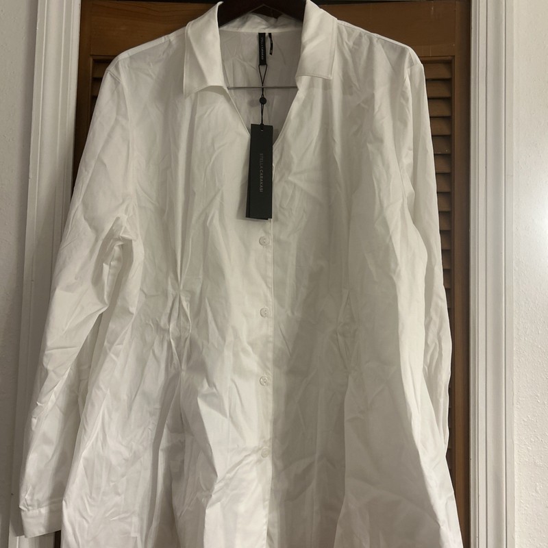 Stella Carakasi Shirt Womens 2XL White V Neck Button Up Long Sleeve Tunic NWT