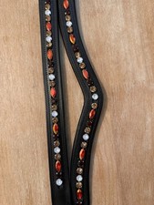 Custom Leather Browband - Sewn-In Glass Rhinestones - All Sizes  Shapes Avail