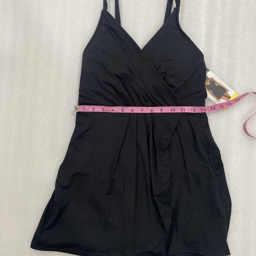 Lands' End Ladies Black Swim Dress Flattering Crossover Pleats Adjustable S NEW - Picture 6 of 11
