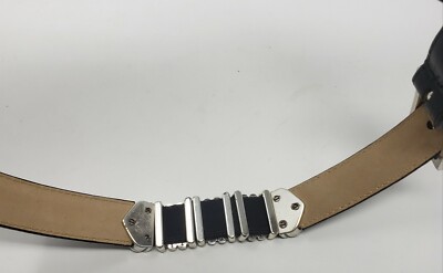 Womens Brighton Belt Black Leather Croc Silver Buckle 47603 