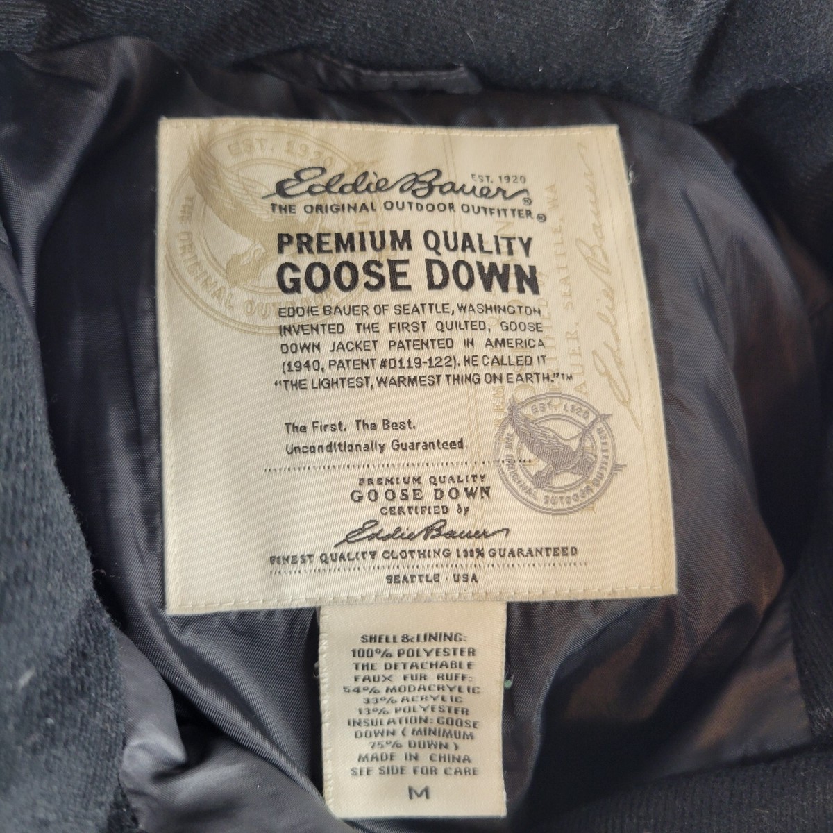 EDDIE BAUER Women Premium Quality Goose Down Parka Long Coat Faux  