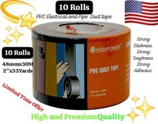 10 Rolls 2" X 30M Premium PVC Electrical Pipe Insulation Duct Tape Vinyl SUV 3M