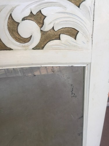 White Wooden Mantel Mirror Antique Federation Cheval for Dressing Table w Shelf - Picture 4 of 7