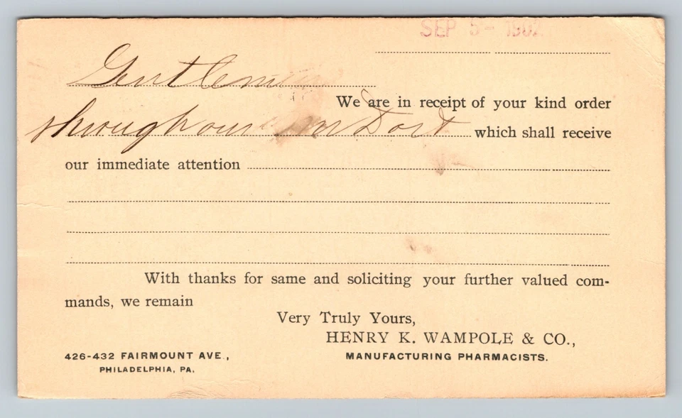 c1910 ANTIQUE Postal Card Boston MA To Titicut State Farm MA Order Update Bulbs - Image 2 of 2