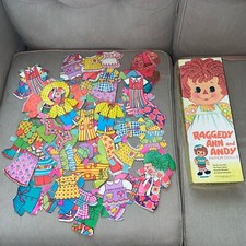 Raggedy Ann Andy Paper Dolls 1973 Box Set, Ann Andy Wardrobe,Clothes 47 Pieces