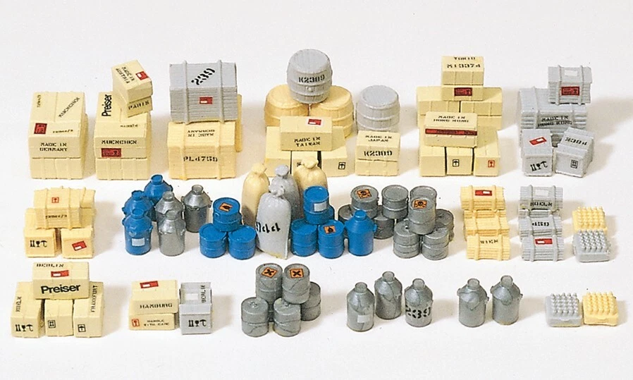 Preiser HO 17100 Assorted Crates, Boxes, Sacks and More (90) 1:87