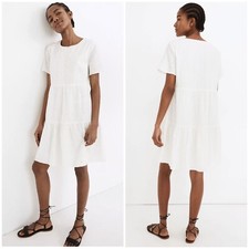 Madewell Embroidered Eyelet Button Front Tiered Mini Dress Size XSmall