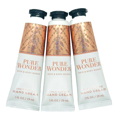 3-Pack Bath & Body Works PURE WONDER Shea Butter Hand Cream Lotion 1 oz Each
