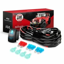 NILIGHT LED Light Bar Wiring Harness Kit 12V 40Amp Fuse Relay ON/OFF 5PIN Switch