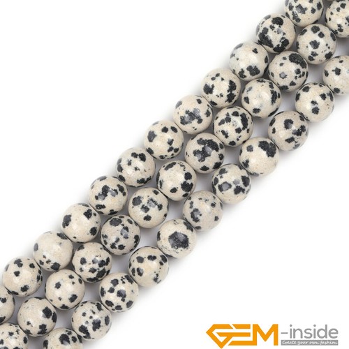 Natural Dalmation Jasper Gemstone Big Hole Loose Beads for Jewelry Making 15" - Picture 21 of 35