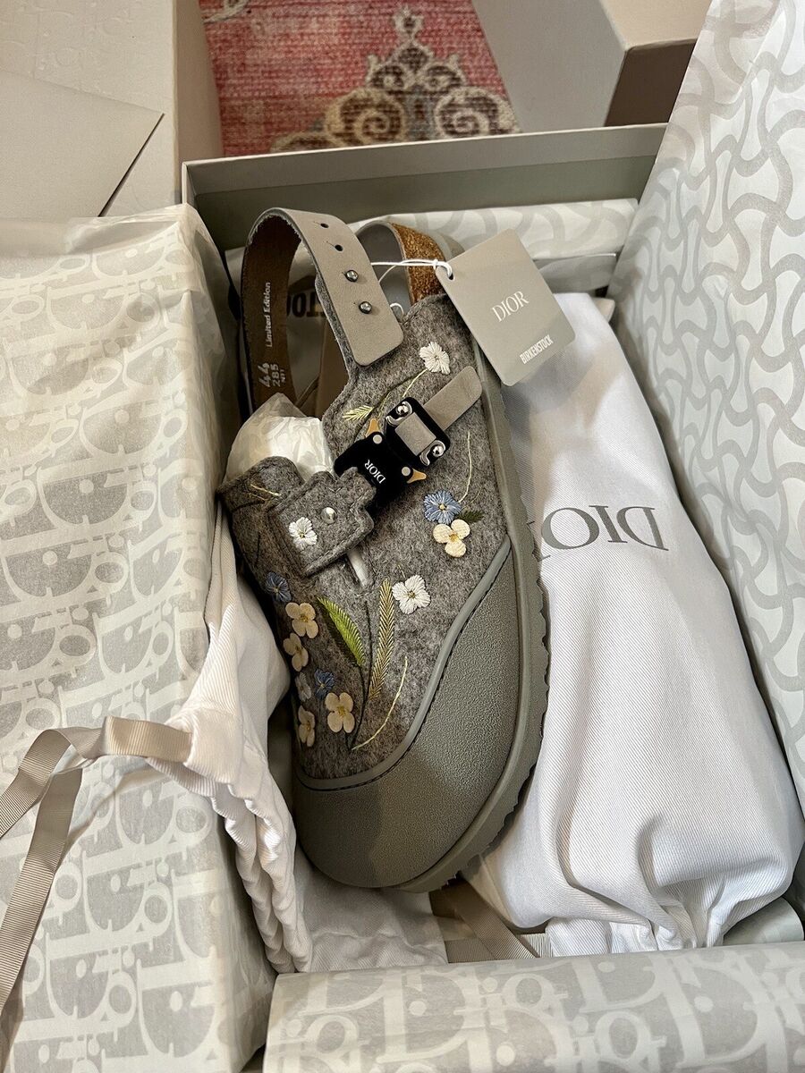 Dior Birkenstock Tokio Mule Grey Floral Slingback Nubuck Dior Birkenstock Tokio Mule Grey Floral Slingback Nubuck