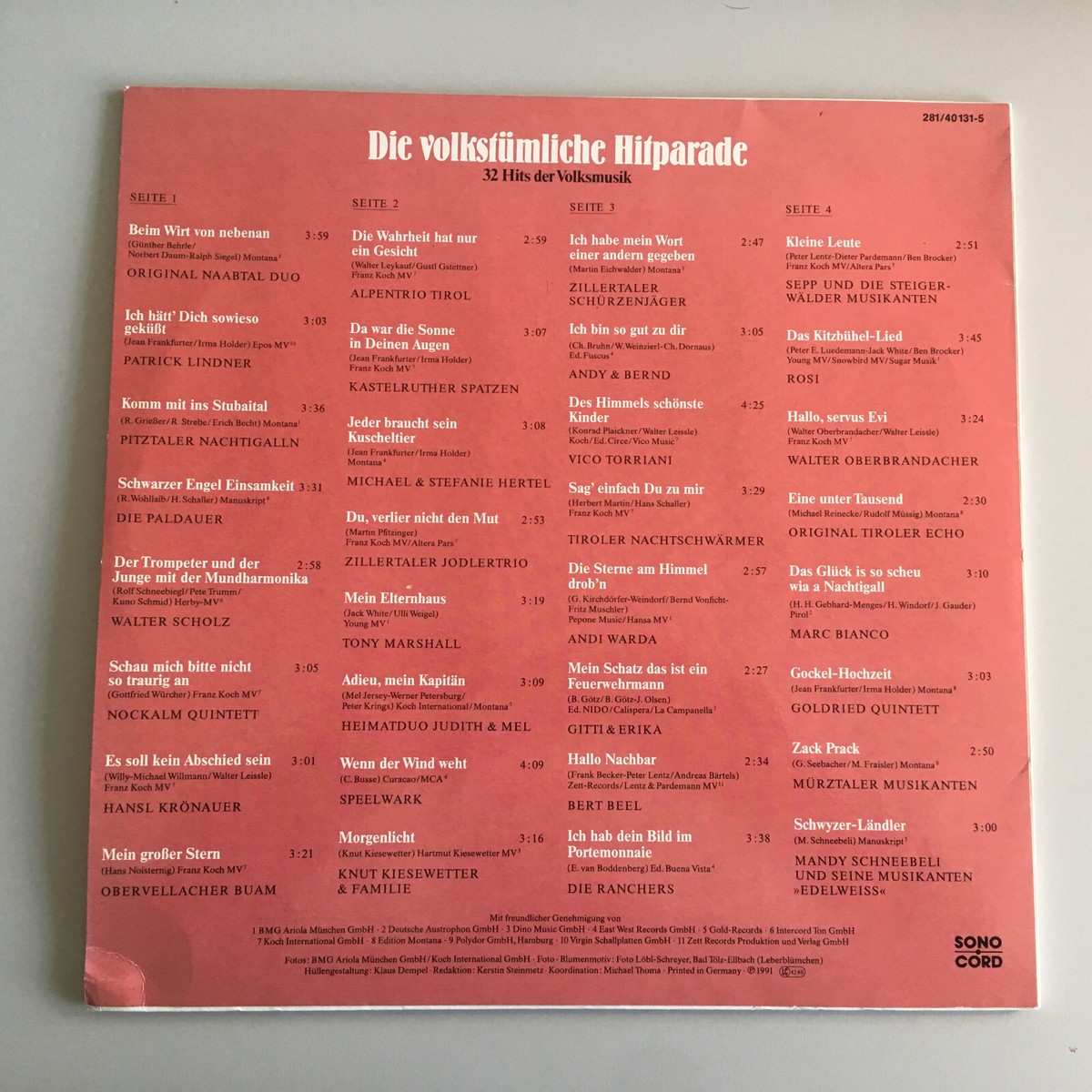 2 LP - Die volkstümliche Hitparade - 32 Hits der Volksmusik
