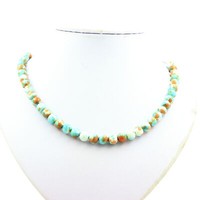 Edelsteine Perlencollier Jaspe Blau Orange 8 Mm Kette