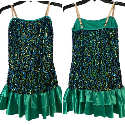 Weissman Green Sequin Semi Ruffle Tulle Dress Youth Size Large (14) | eBay