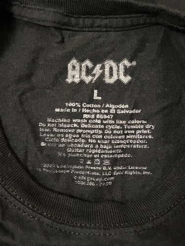 AC/DC Back In Black T-Shirt 2020 Men's Size L - Black with White Graphic - Picture 5 of 7