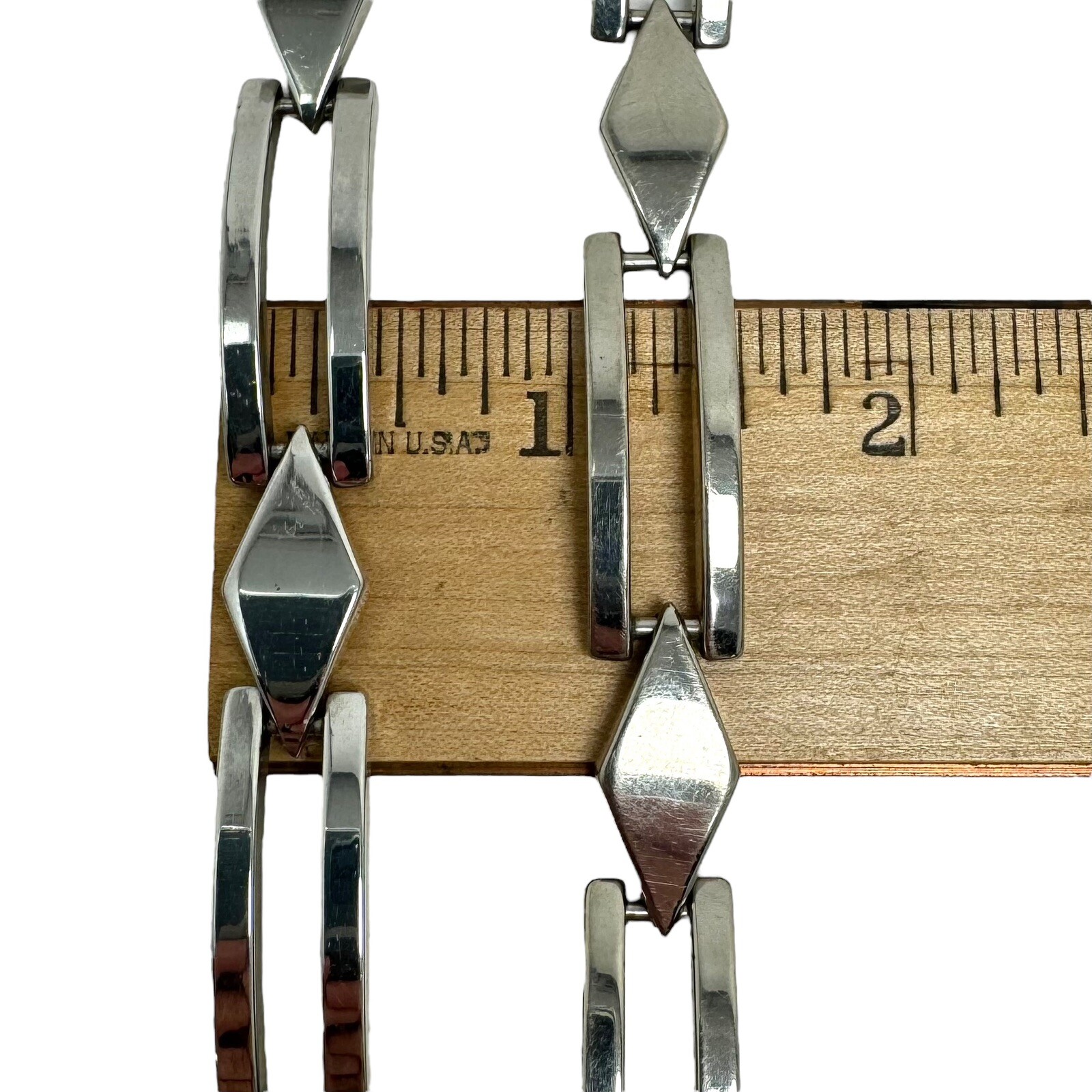 Vintage Silver Tone Curved Rectangular Link Neckl… - image 17