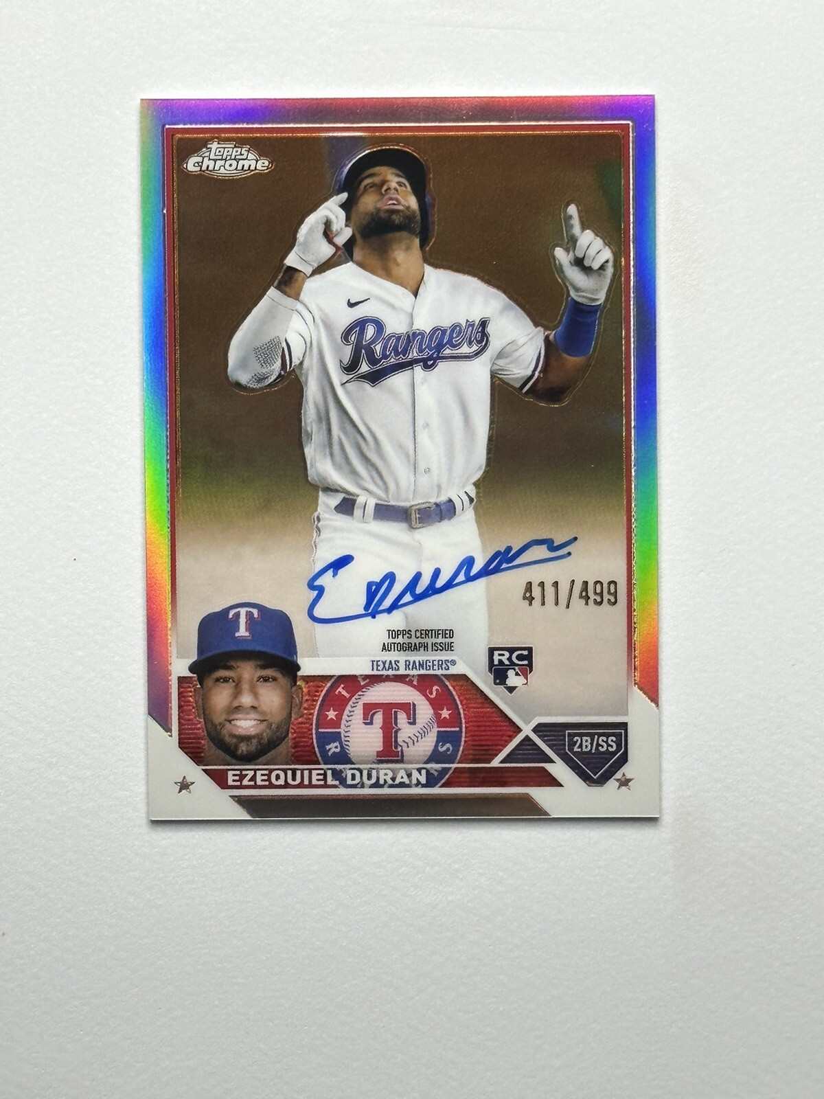 2023 Topps Chrome EZEQUIEL DURAN REFRACTOR /499 AUTO ROOKIE AUTOGRAPH