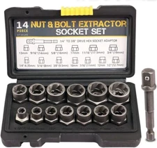 3/8" Drive Impact Bolt Extractor Set Nut Remover Extraction Socket Tools 14pcs