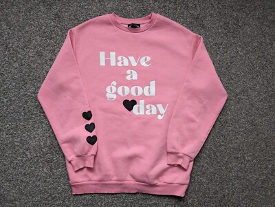 New Look Pullover Kinder 12 13 rosa Spell Out Sweater Sweatshirt Good Day Youth
