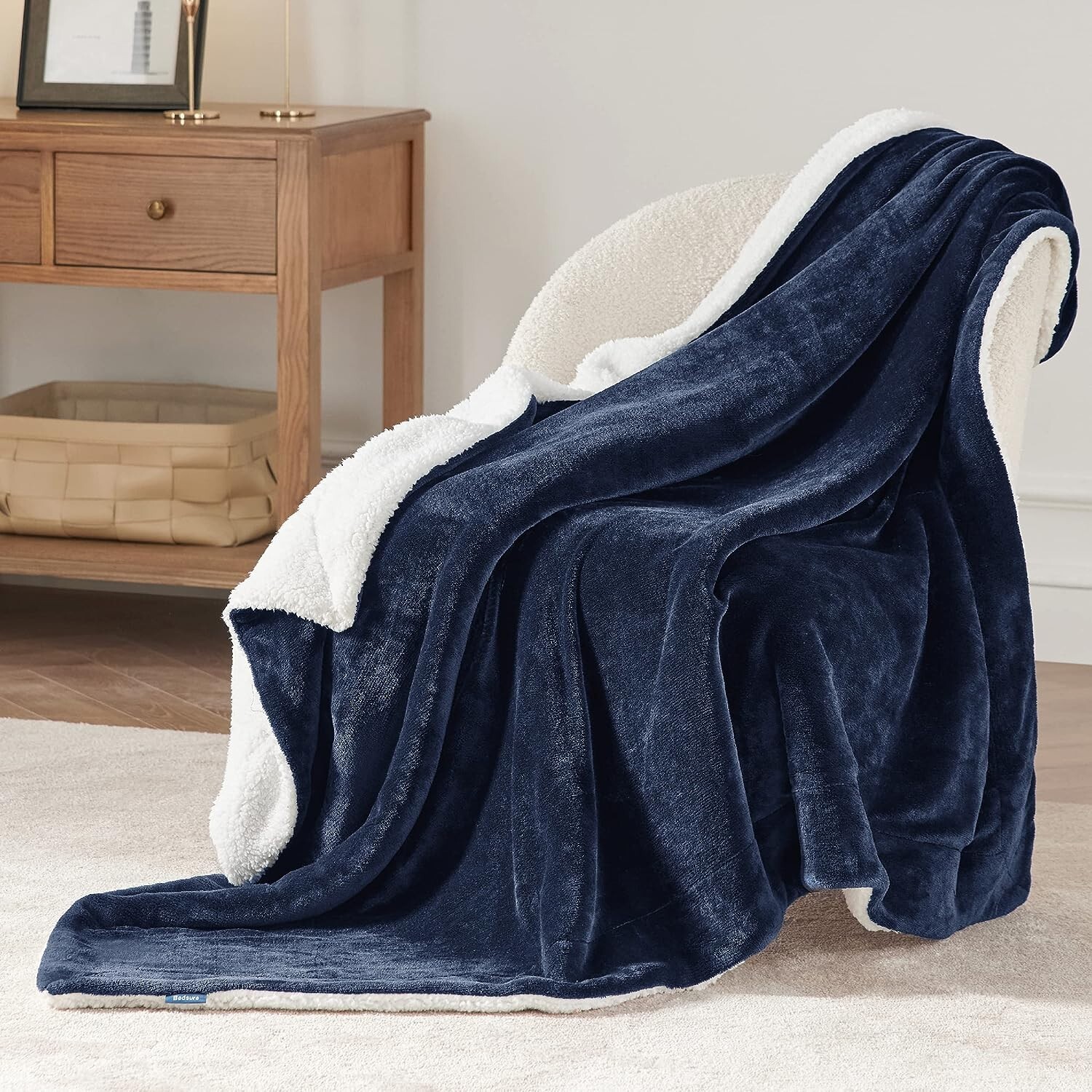 150 x 200 cm Double Blanket Sherpa Fleece Throw Warm Sofa Bed Mink