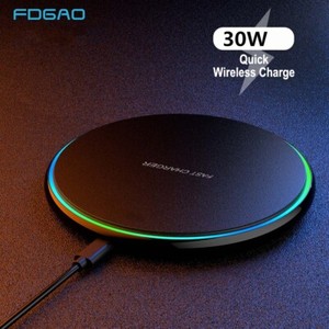 30W Chargeur sans fil - USB-C Pad de recharge rapide - Charger rapidement QC 3.0 - Chargement