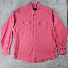 Wrangler Cowboy Cut Long Sleeve Shirt Button Up Mens Size 17 1/2 - 36 Pink