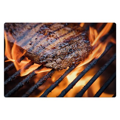 Vinylmatte 80x120 cm Teppich Bodenmatte Dekoration Steak auf dem Grill