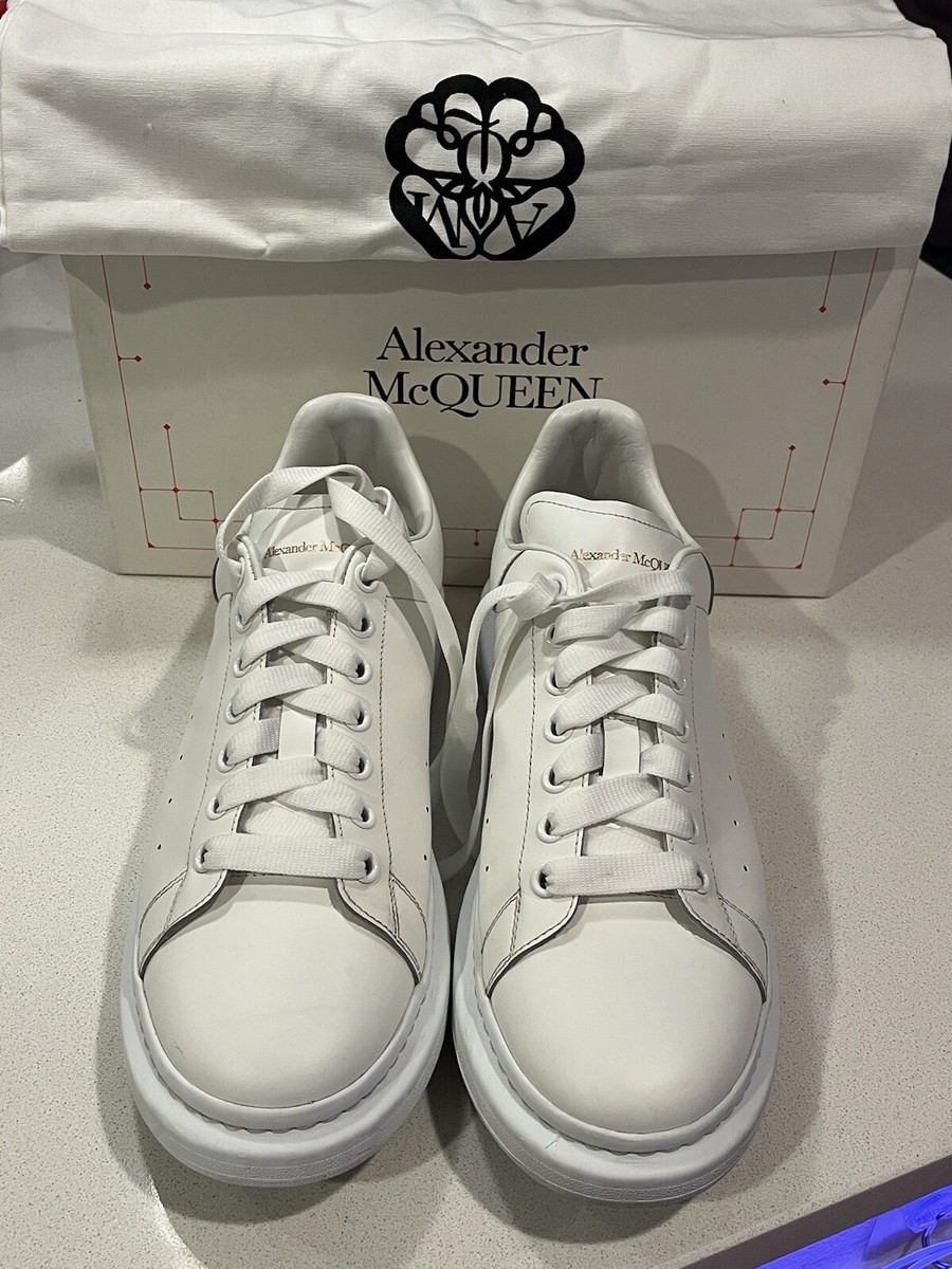 スニーカー ALEXANDER MCQUEEN White Canvas And Leather Plimsoll Sneakers Alexander McQueen Oversized White Leather Sneakers US 13