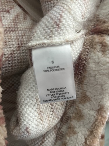 Pink Rose Juniors Long Sleeve Faux Fur Sherpa Zip Up Jacket Stone Aztec Sz Small - Picture 5 of 6