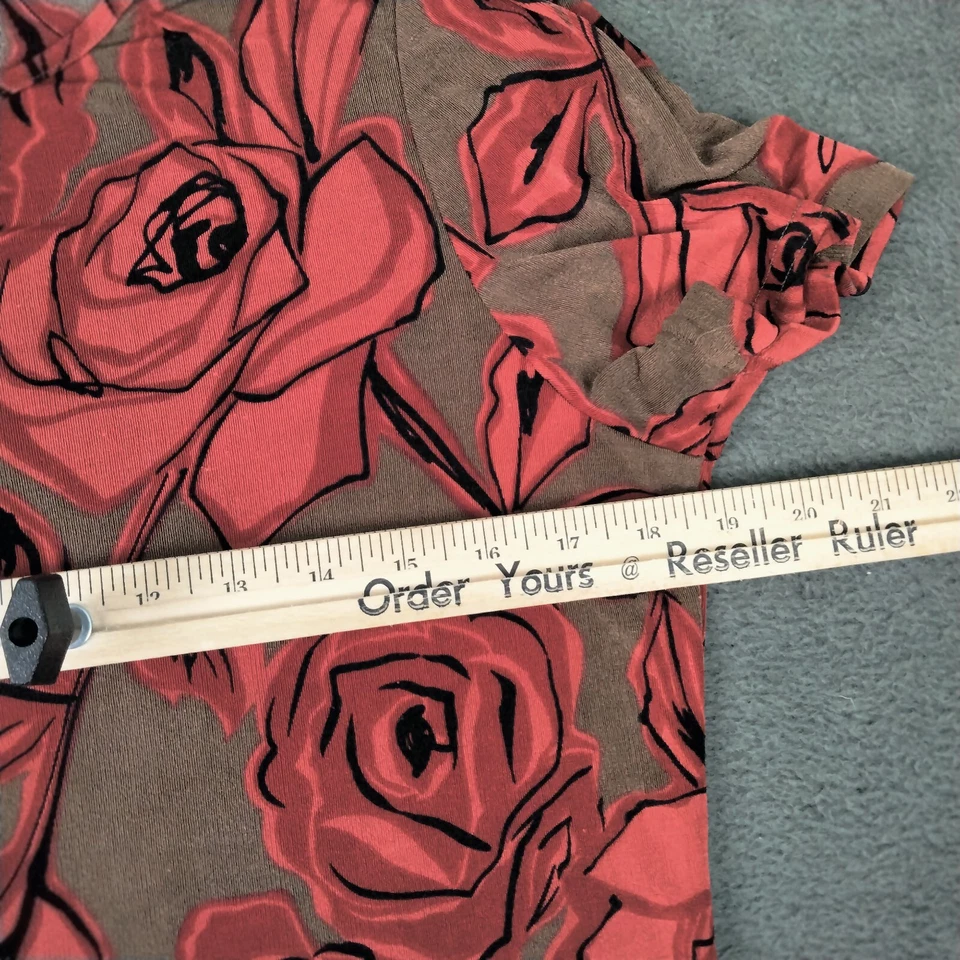 Top tejido ajustado vintage años 90 para mujer rosas grandes caprichoso gótico dobladillo redondo Y2K Foto 4 de 4