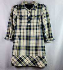 Eland Dress Size Small Blue Plaid Pit To Pit 17.5in Length is 33in 