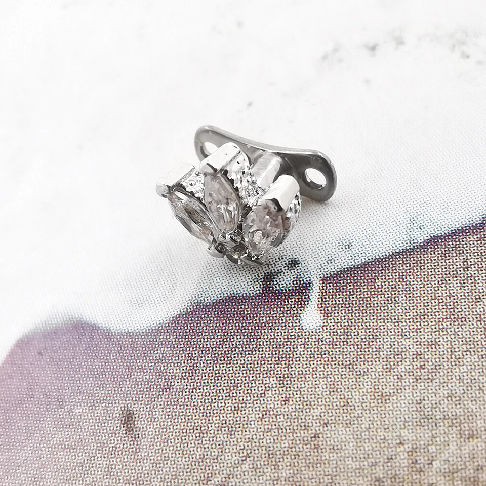 1PC Micro Dermal Anchor Top G23 Titanium Base Clear CZ Skin Diver Piercing 14G - Image 4 of 4