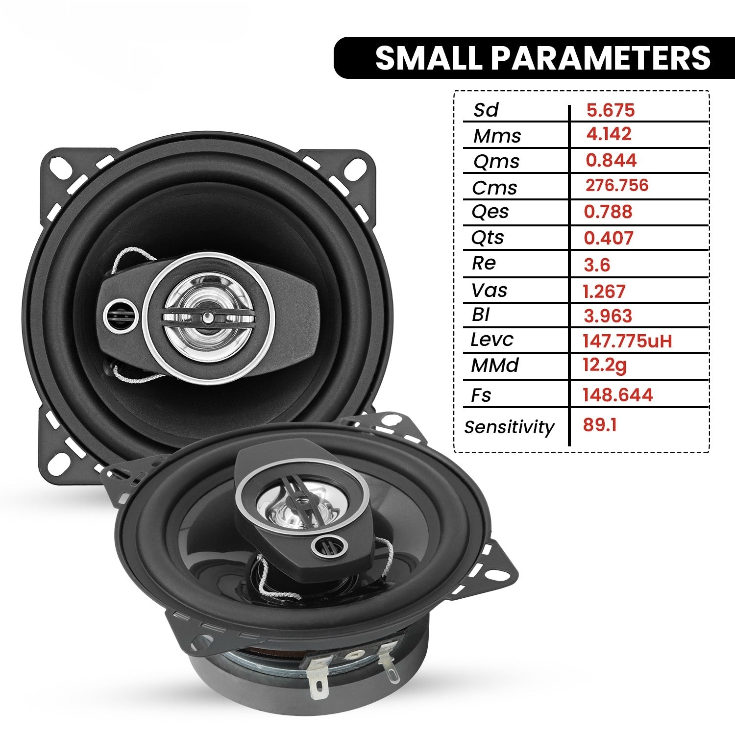 Pair 300w 4ohm 2 Way Deep Bass Speaker Audio W Tweeter