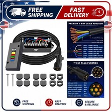 7 Way Trailer Wiring Harness Kit 8 Ft Cord Junction Box Rv Camper