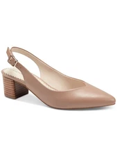 CHARTER CLUB Womens Brown Audraa Almond Toe Stacked Heel Leather Slingback 5.5 M