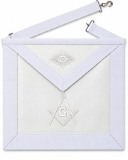 Premium Lambskin Masonic Master Mason Apron - Embroidered White Design