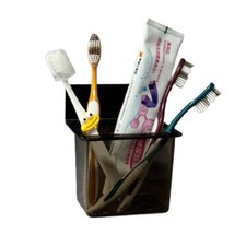 Toothbrush Holder Toothpaste Holder with Wall Mounted Metal Frame  Plastic B...