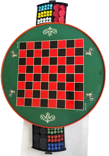 Vintage Ohio Art Company 2-in-1 Chinese and Regular Checkers Metal Game Board, N