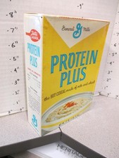 cereal box 1960s PROTEIN PLUS General Mills 27oz Betty Crocker mixing bowl set